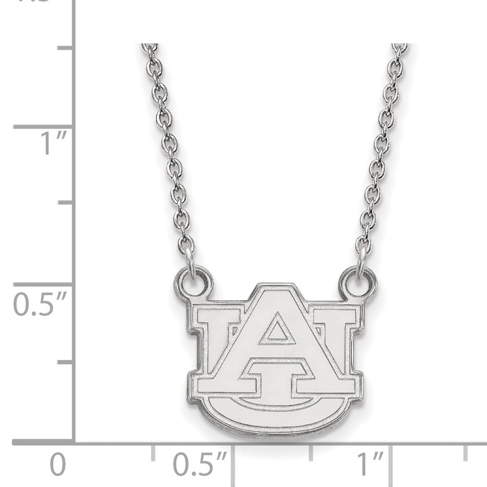 10K White Gold Logoart Auburn University Small Pendant 18 Inch Necklace