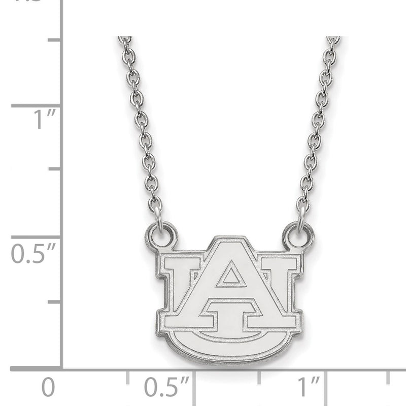 10K White Gold Logoart Auburn University Small Pendant 18 Inch Necklace