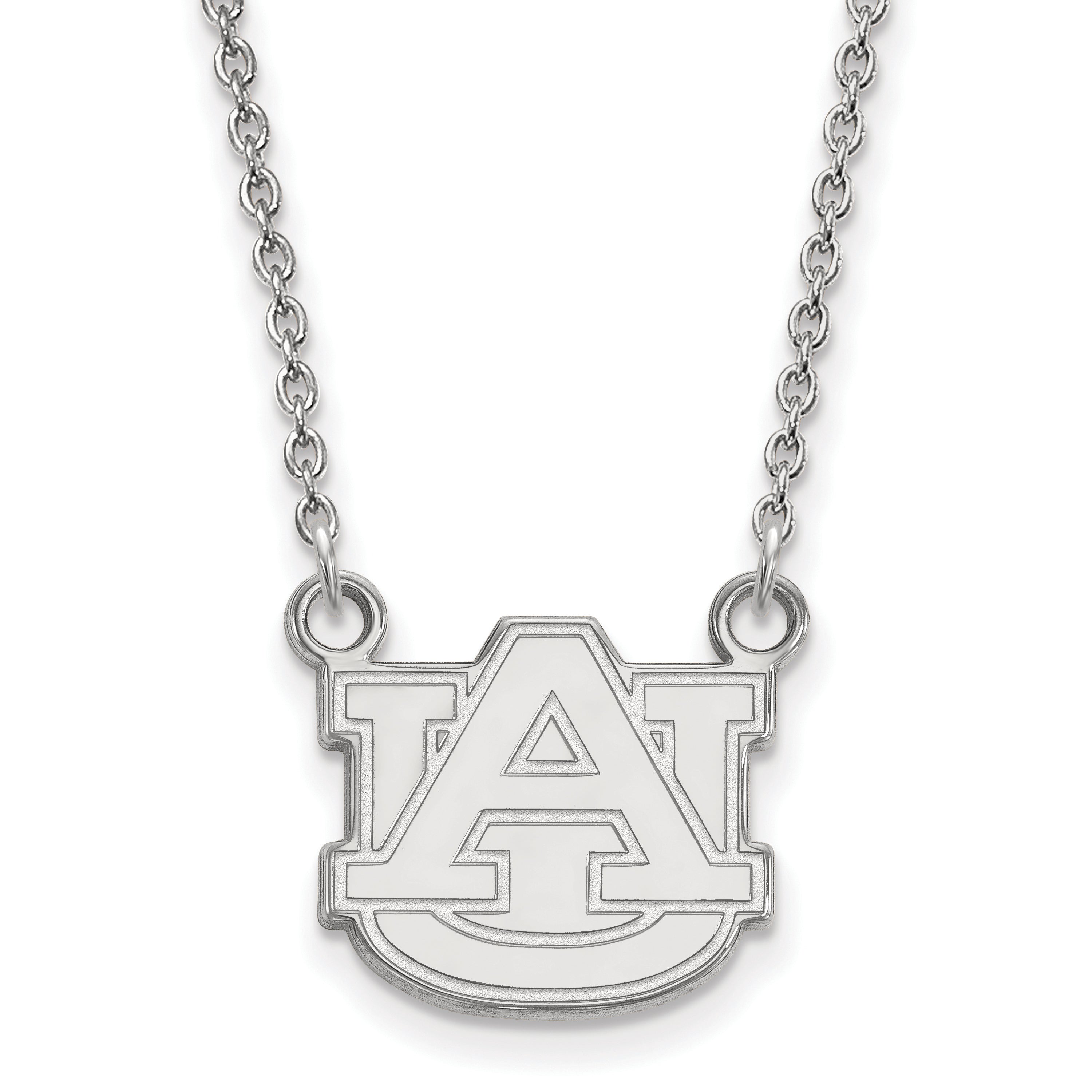 Sterling Silver Rhodium Plated Logoart Auburn University Small Pendant 18 Inch Necklace