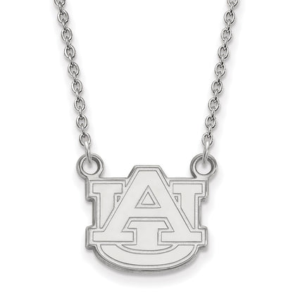 10K White Gold Logoart Auburn University Small Pendant 18 Inch Necklace
