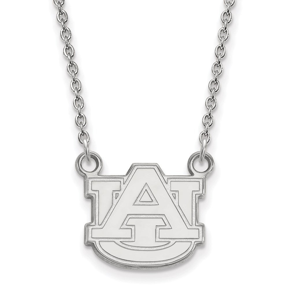 Sterling Silver Rhodium Plated Logoart Auburn University Small Pendant 18 Inch Necklace