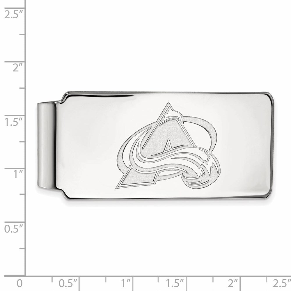 Sterling Silver Rhodium Plated Nhl Logoart Colorado Avalanche Money Clip