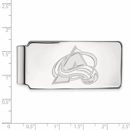 Sterling Silver Rhodium Plated Nhl Logoart Colorado Avalanche Money Clip