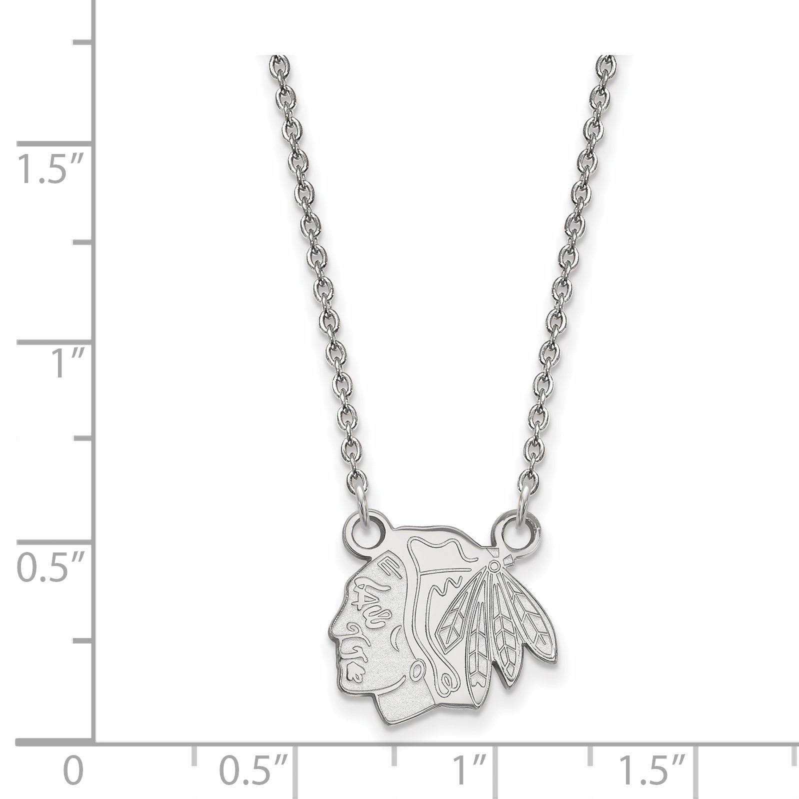 10K White Gold Nhl Logoart Chicago Blackhawks Small Pendant 18 Inch Necklace