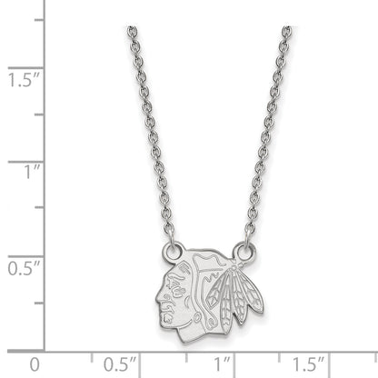 10K White Gold Nhl Logoart Chicago Blackhawks Small Pendant 18 Inch Necklace
