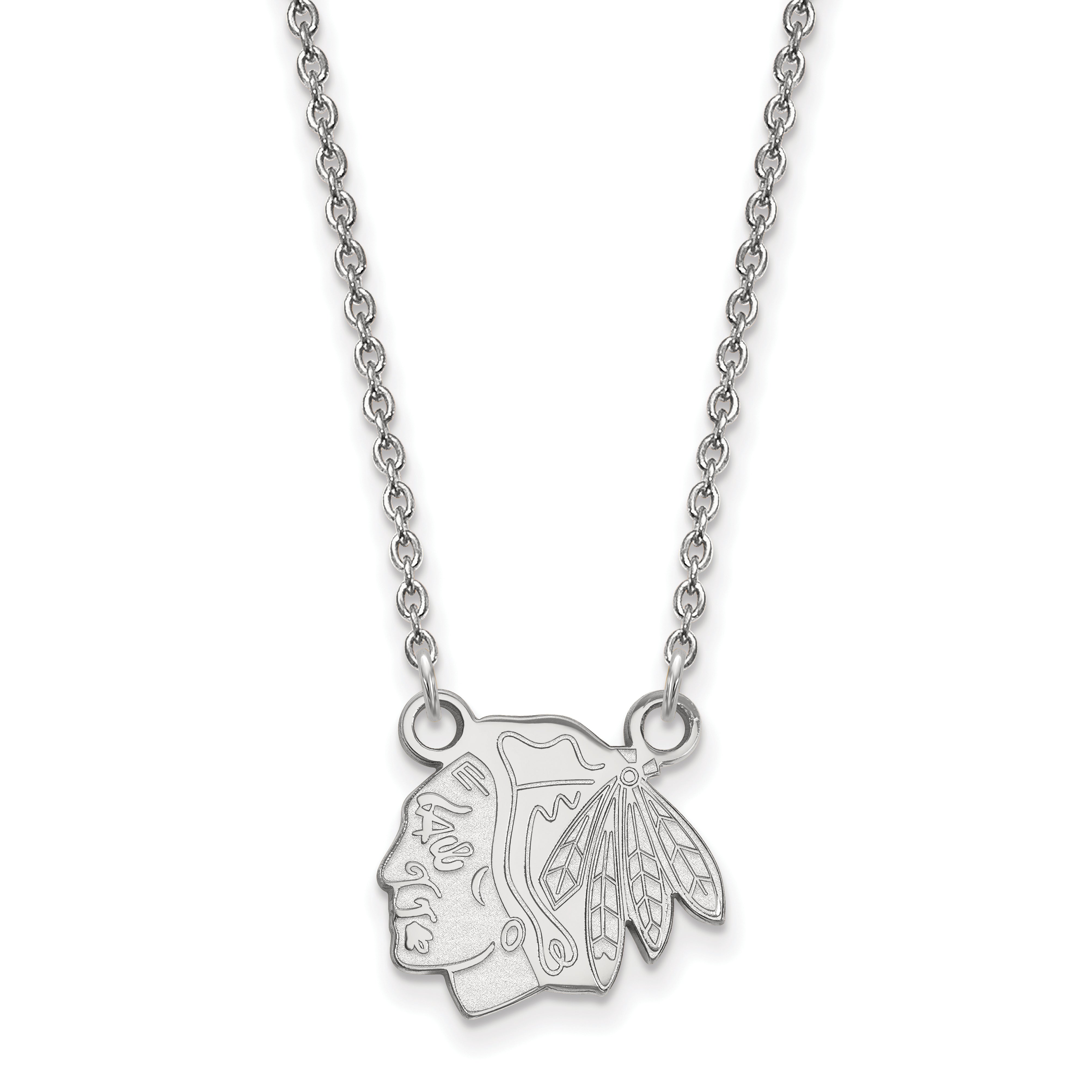 10K White Gold Nhl Logoart Chicago Blackhawks Small Pendant 18 Inch Necklace