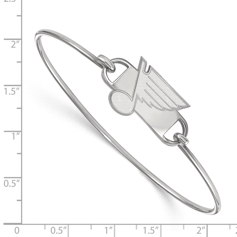 Sterling Silver Rhodium Plated Nhl Logoart St. Louis Blues Small Center 8 Inch Wire Bangle