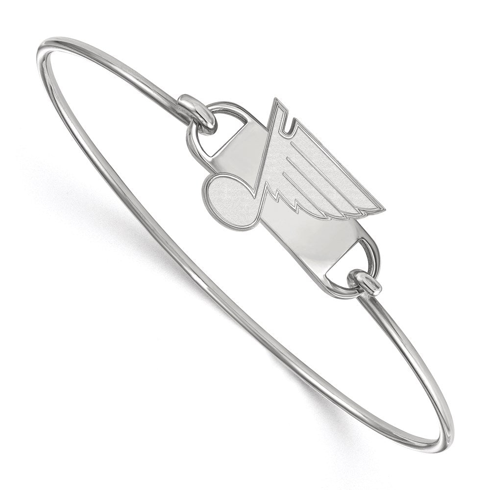 Sterling Silver Rhodium Plated Nhl Logoart St. Louis Blues Small Center 8 Inch Wire Bangle