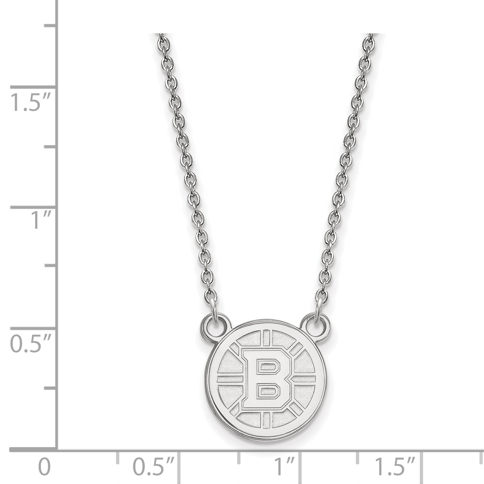 10K White Gold Nhl Logoart Boston Bruins Small Pendant 18 Inch Necklace