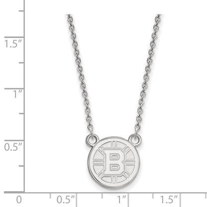 10K White Gold Nhl Logoart Boston Bruins Small Pendant 18 Inch Necklace