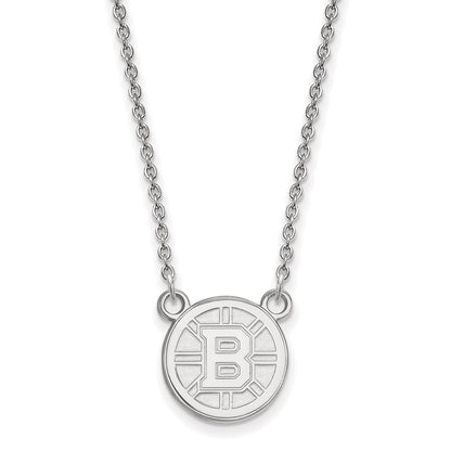 14K White Gold Nhl Logoart Boston Bruins Small Pendant 18 Inch Necklace
