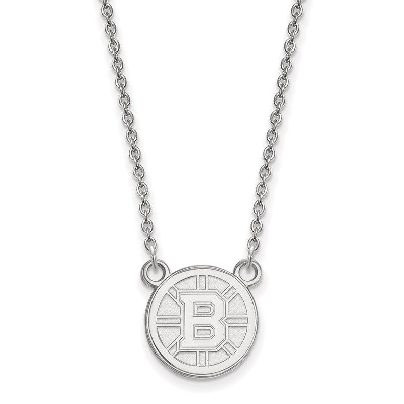 14K White Gold Nhl Logoart Boston Bruins Small Pendant 18 Inch Necklace