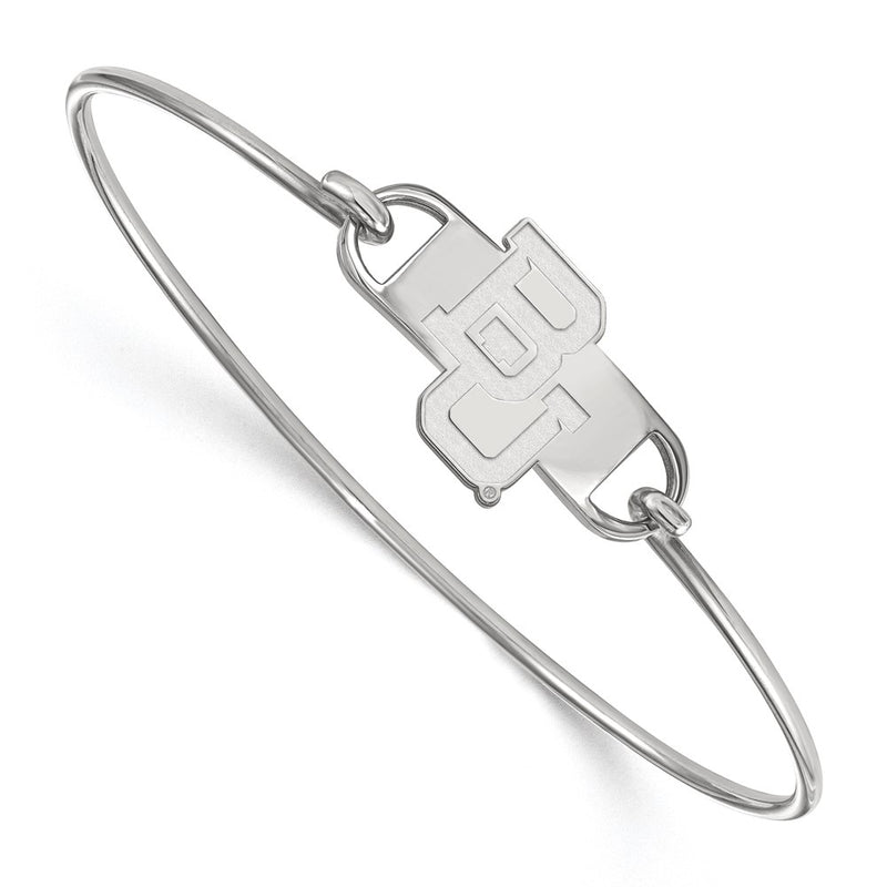 Sterling Silver Rhodium Plated Logoart Baylor University Bears Small Center 7 Inch Wire Bangle