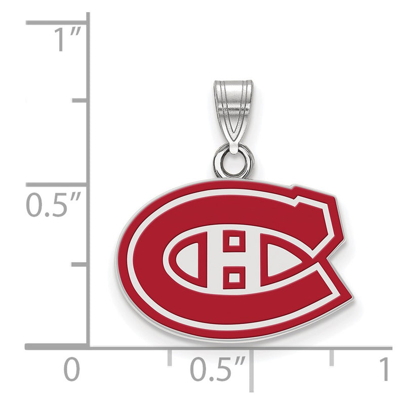 Sterling Silver Rhodium Plated Nhl Logoart Montreal Canadiens Small Enameled Pendant