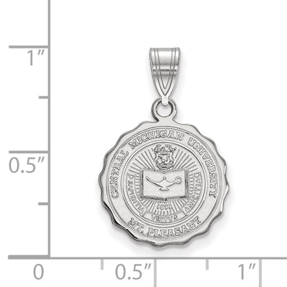 Sterling Silver Rhodium Plated Logoart Central Michigan University Medium Crest Pendant