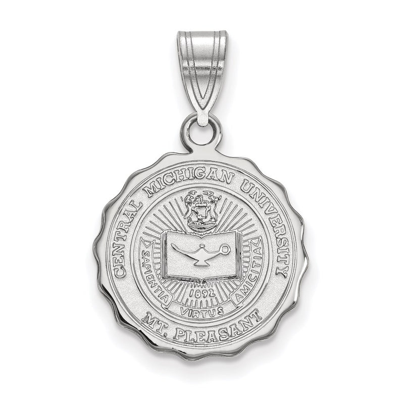 Sterling Silver Rhodium Plated Logoart Central Michigan University Medium Crest Pendant