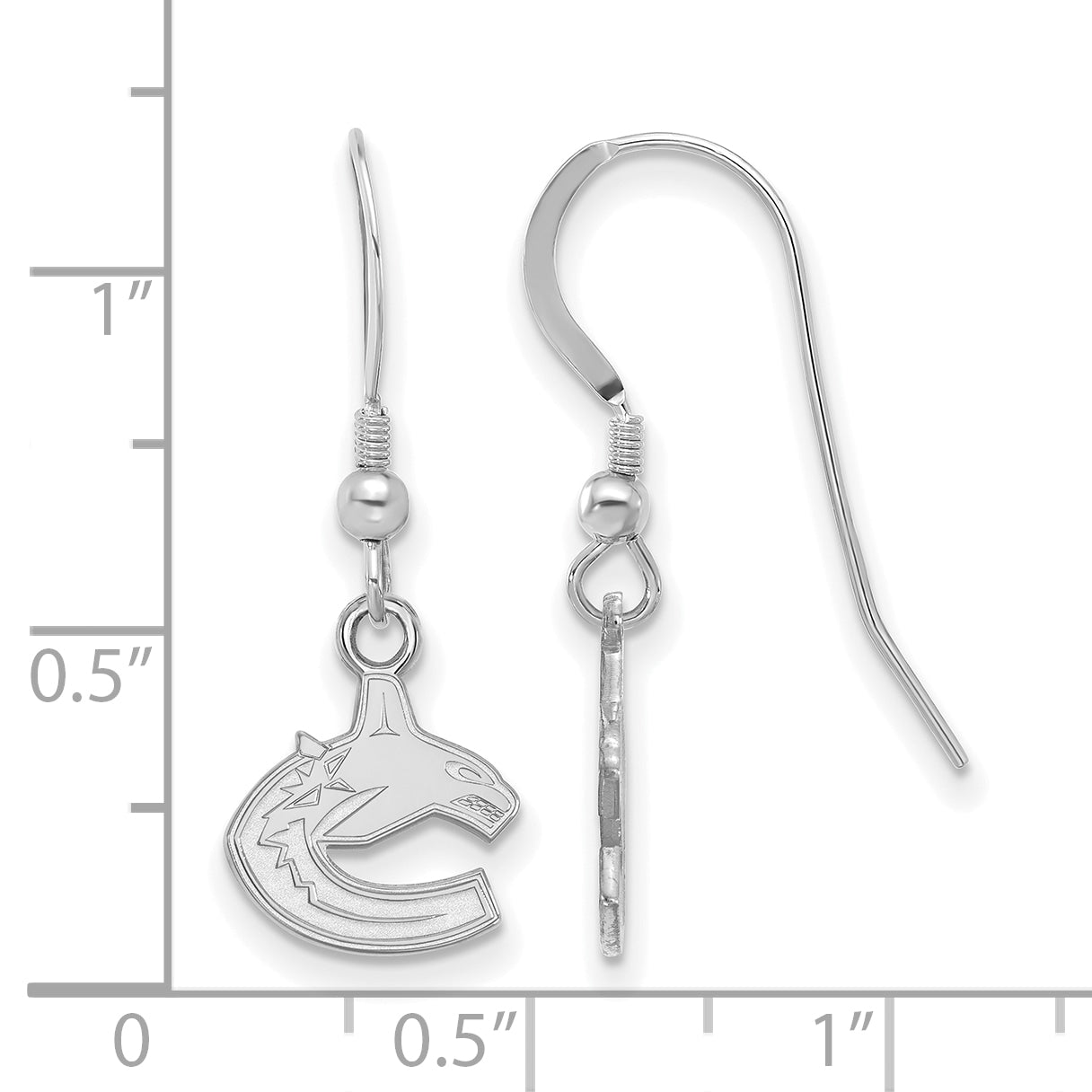 Sterling Silver Rhodium Plated Nhl Logoart Vancouver Canucks Extra Small Dangle Wire Earrings