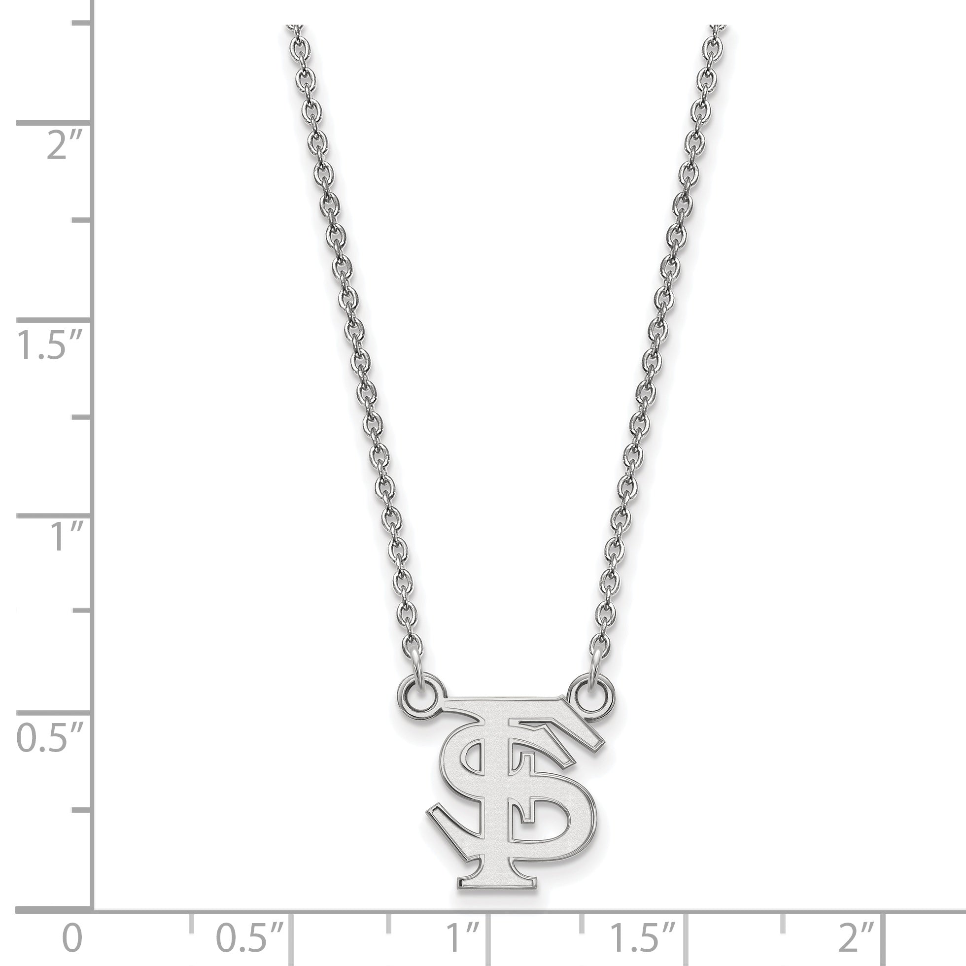 10K White Gold Logoart Florida State University F S Small Pendant 18 Inch Necklace