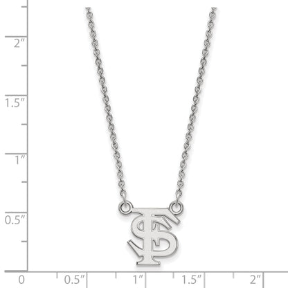 10K White Gold Logoart Florida State University F S Small Pendant 18 Inch Necklace
