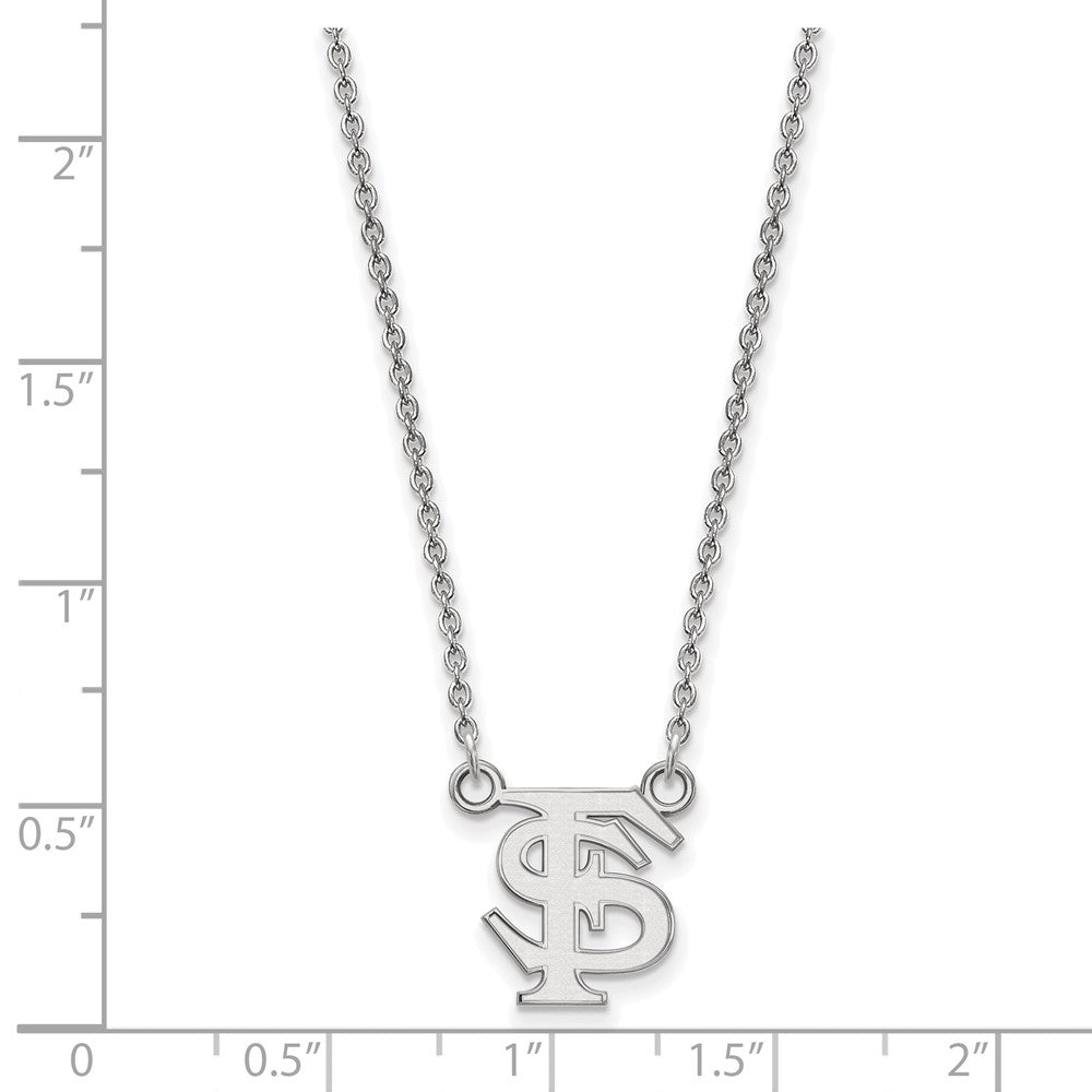 10K White Gold Logoart Florida State University F S Small Pendant 18 Inch Necklace