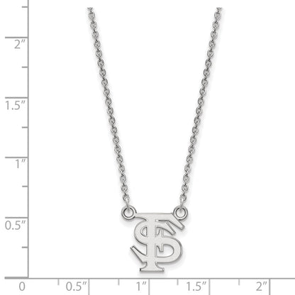 10K White Gold Logoart Florida State University F S Small Pendant 18 Inch Necklace
