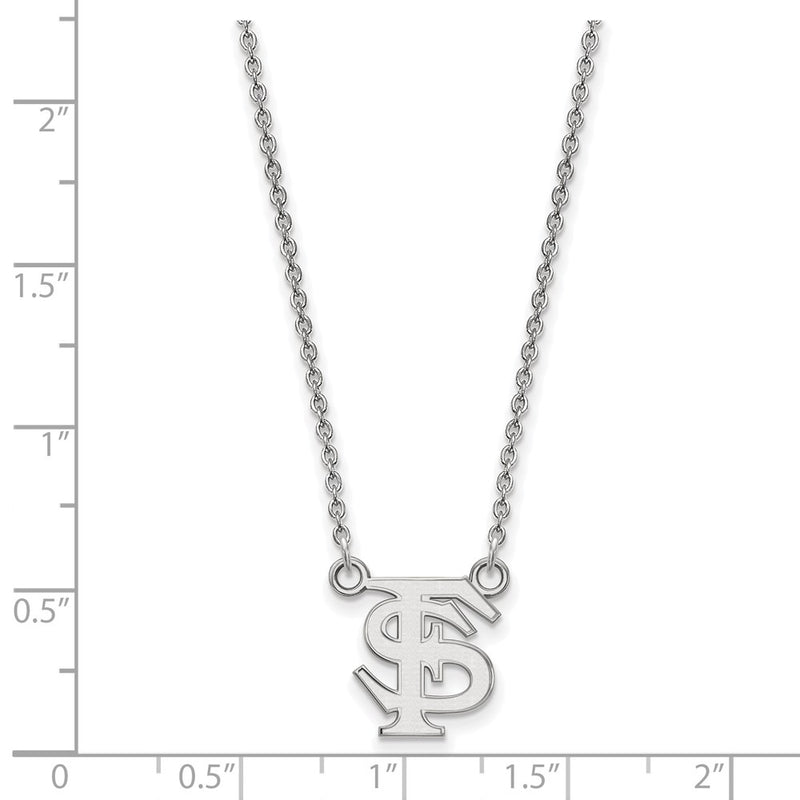 10K White Gold Logoart Florida State University F S Small Pendant 18 Inch Necklace