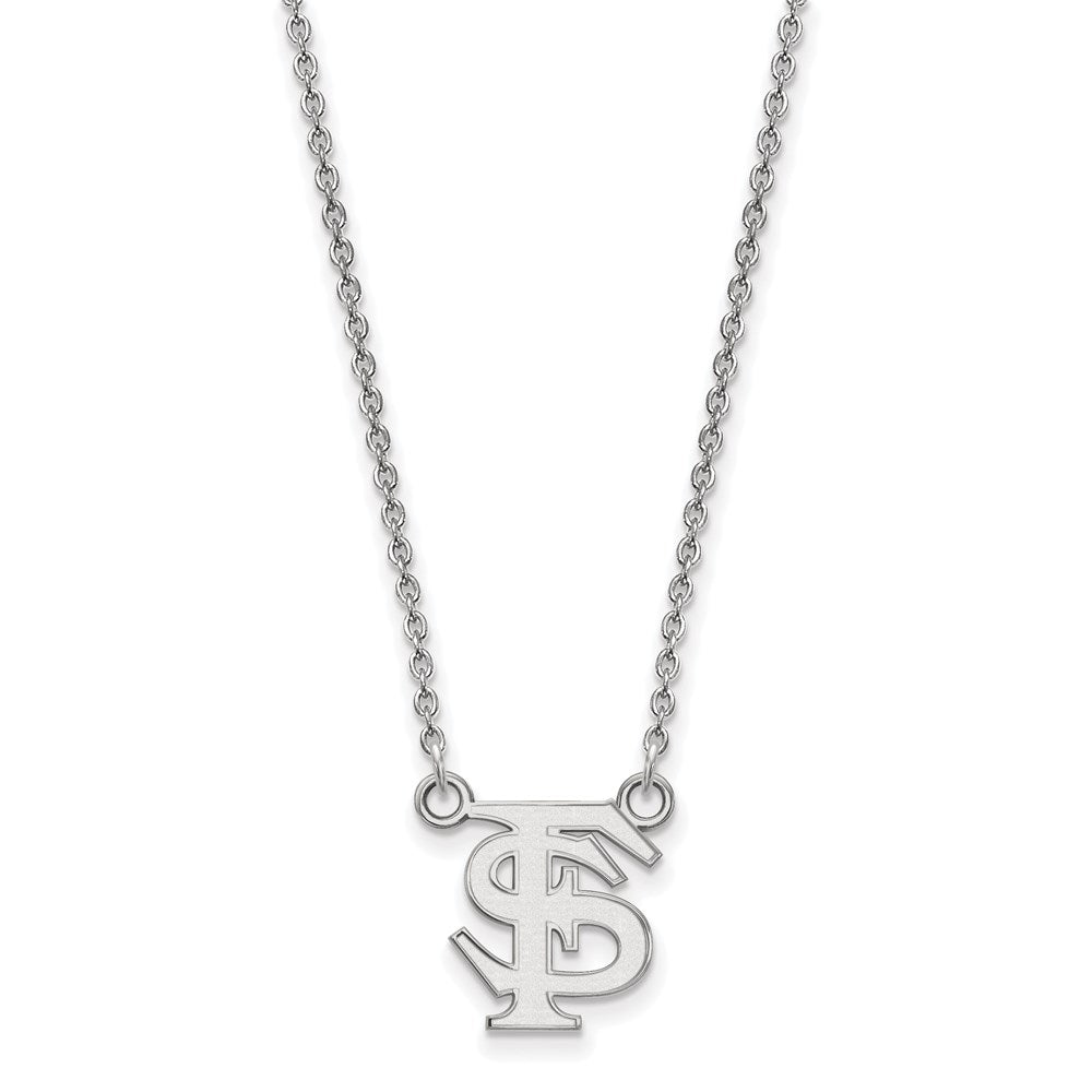 10K White Gold Logoart Florida State University F S Small Pendant 18 Inch Necklace