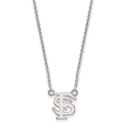 10K White Gold Logoart Florida State University F S Small Pendant 18 Inch Necklace