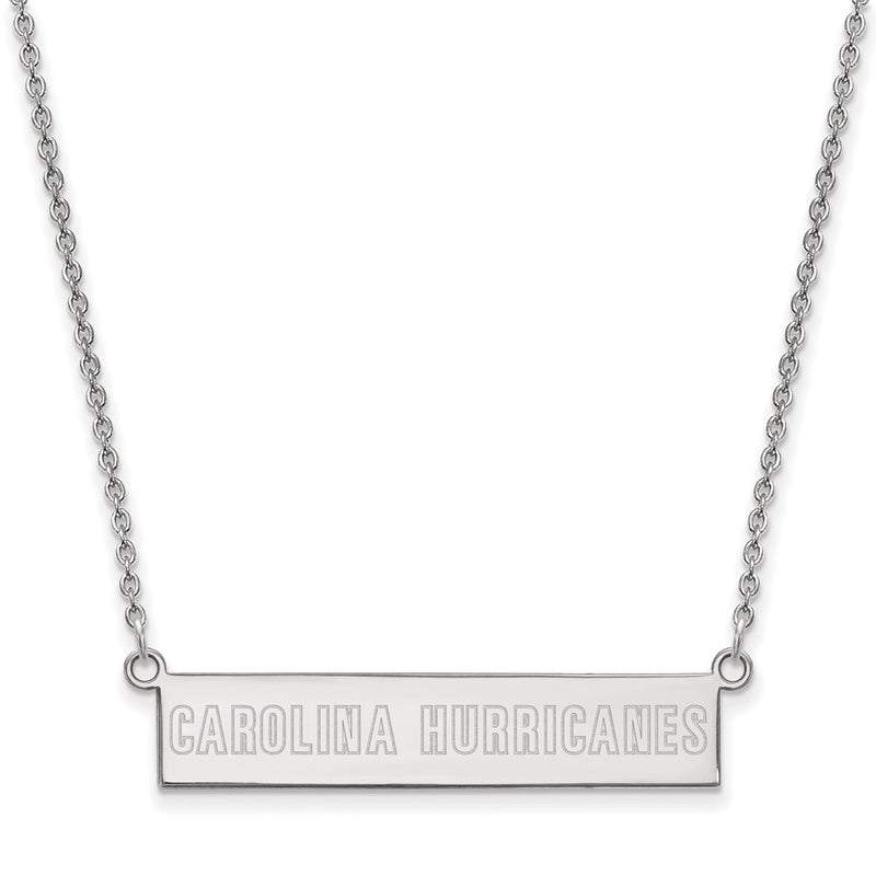 Sterling Silver Rhodium Plated Nhl Logoart Carolina Hurricanes Small Bar 18 Inch Necklace
