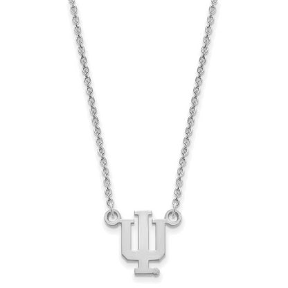 Sterling Silver Rhodium Plated Logoart Indiana University I U Small Pendant 18 Inch Necklace
