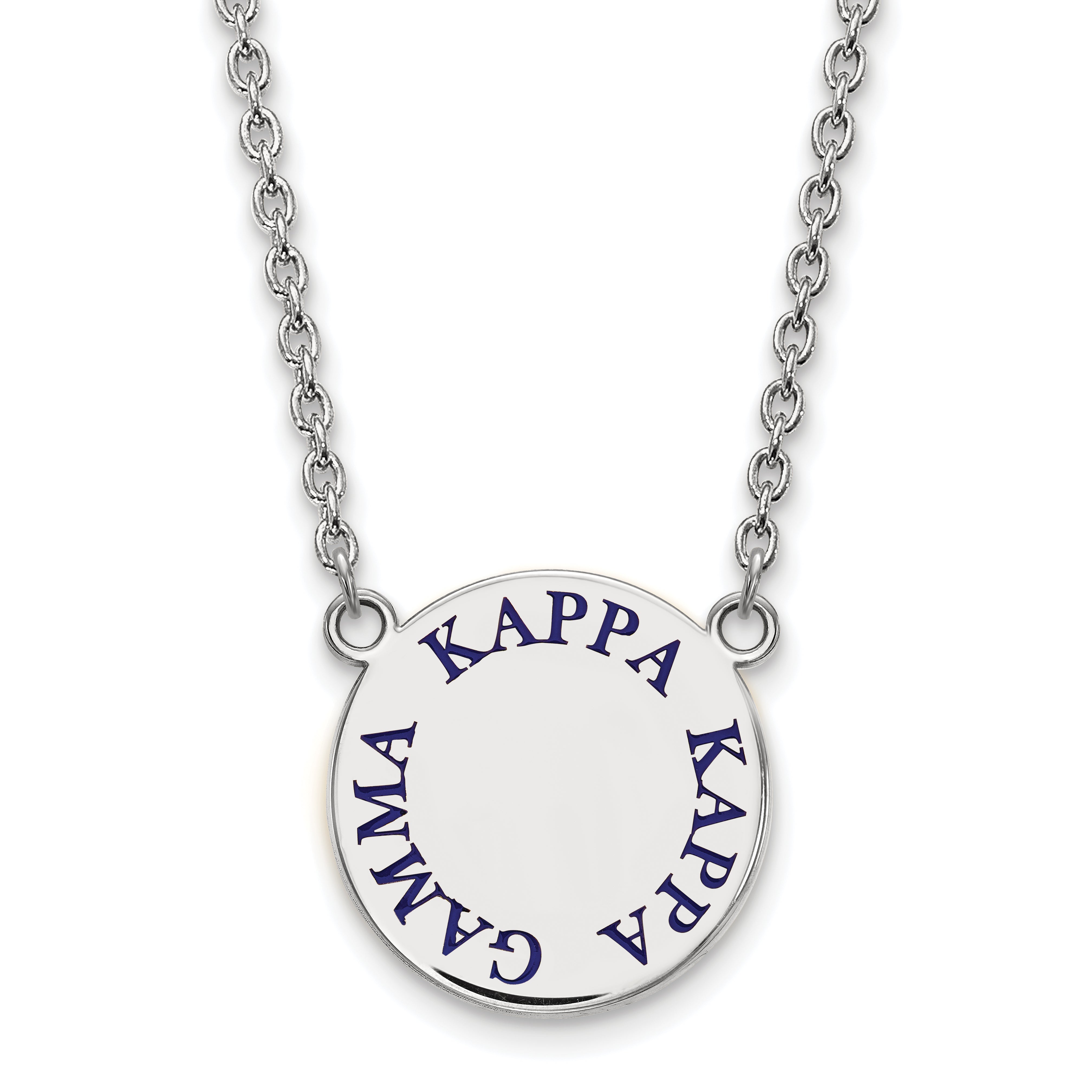 Sterling Silver Rhodium Plated Logoart Kappa Gamma Sorority Text Large Color Enamel Pendant 18 Inch Necklace