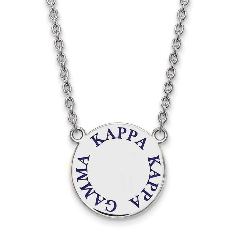 Sterling Silver Rhodium Plated Logoart Kappa Gamma Sorority Text Large Color Enamel Pendant 18 Inch Necklace