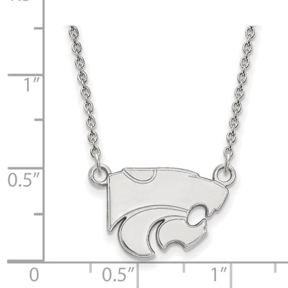 10K White Gold Logoart Kansas State University Wildcat Small Pendant 18 Inch Necklace