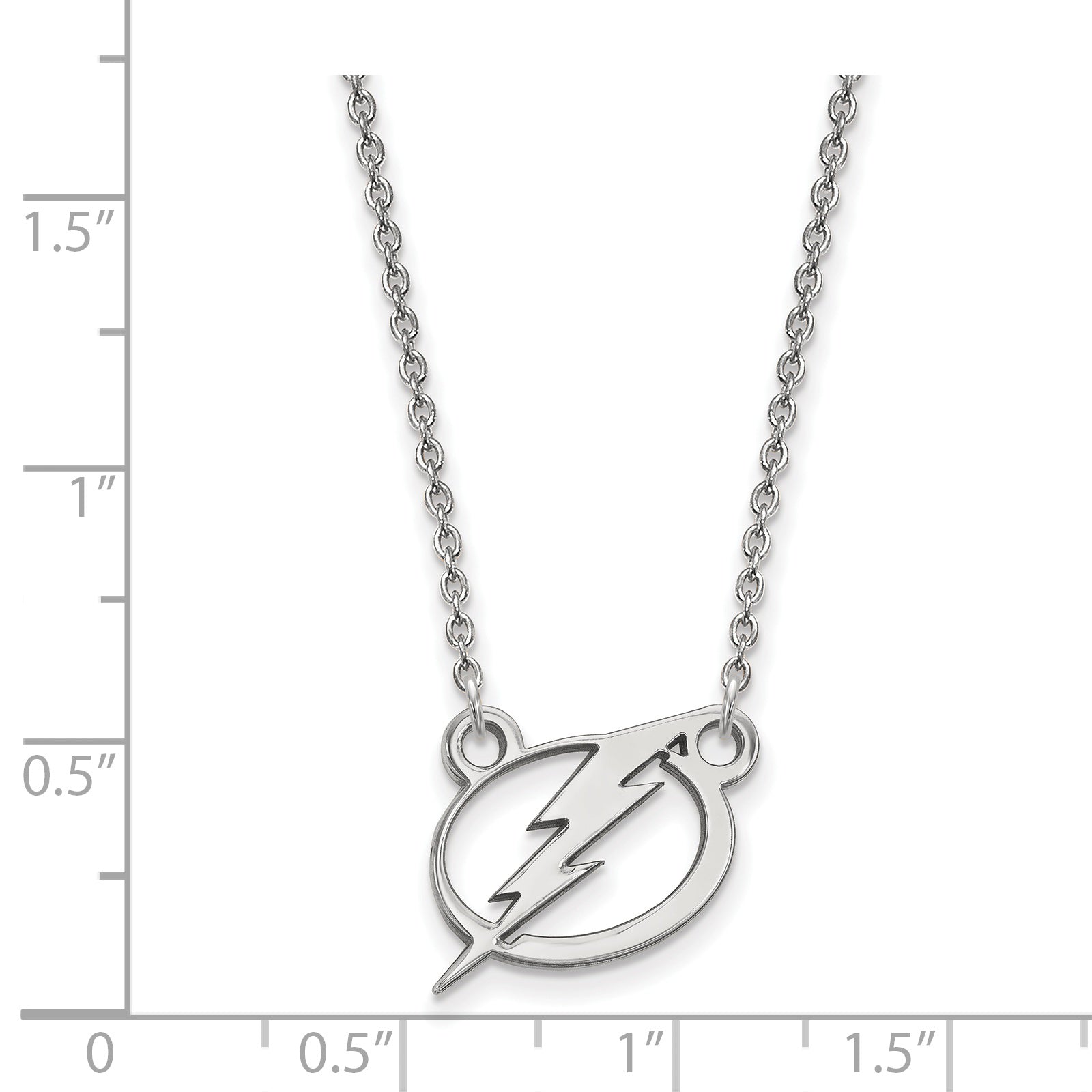 10K White Gold Nhl Logoart Tampa Bay Lightning Small Pendant 18 Inch Necklace