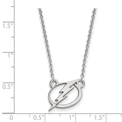 10K White Gold Nhl Logoart Tampa Bay Lightning Small Pendant 18 Inch Necklace