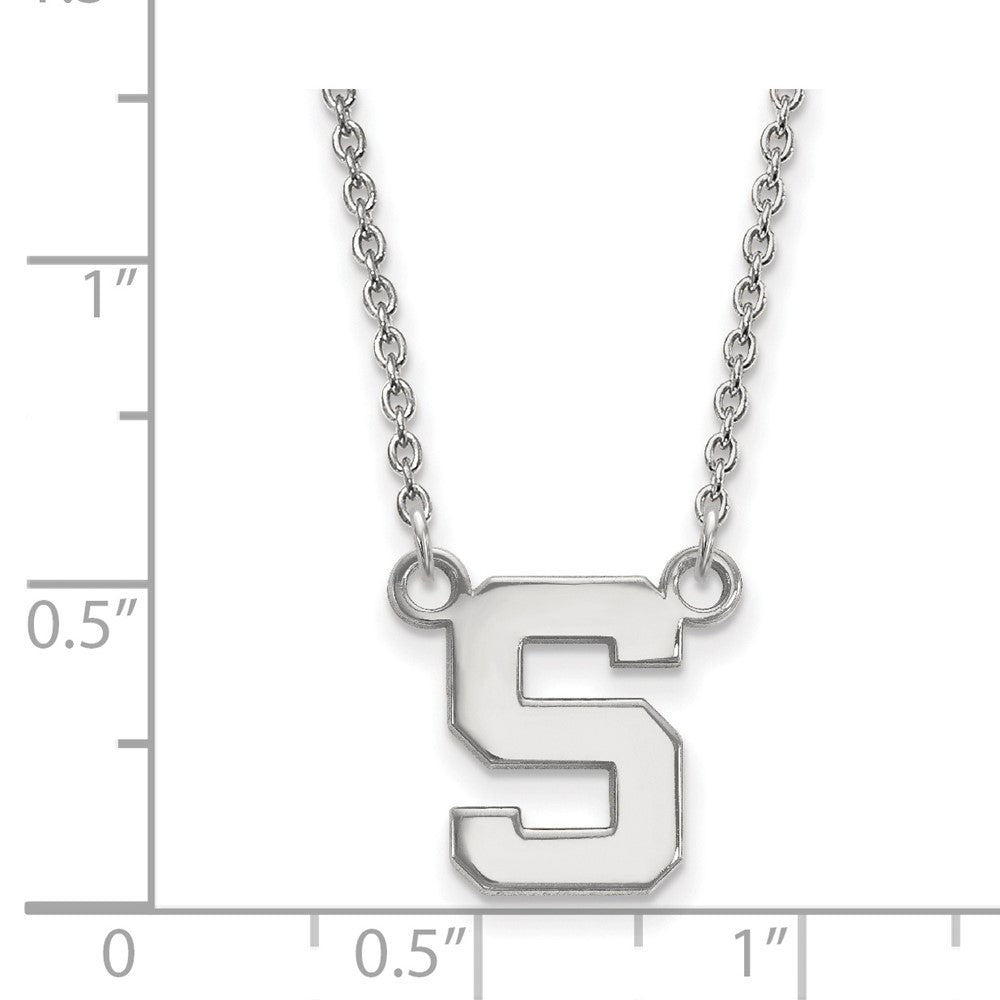 14K White Gold Logoart Michigan State University Letter S Small Pendant 18 Inch Necklace