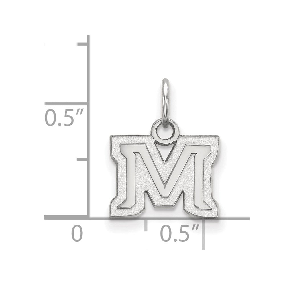 Sterling Silver Rhodium Plated Logoart Montana State University Letter M Extra Small Pendant