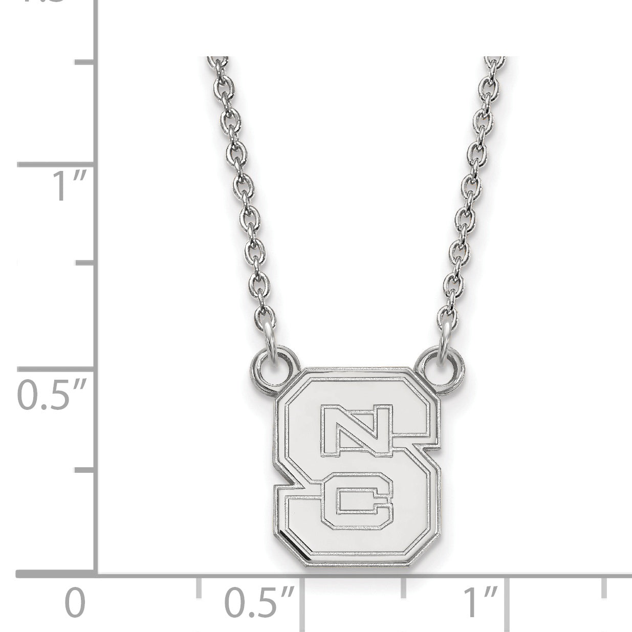 10K White Gold Logoart North Carolina State University N C S Small Pendant 18 Inch Necklace