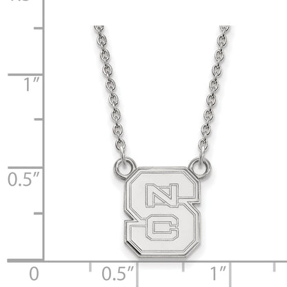 10K White Gold Logoart North Carolina State University N C S Small Pendant 18 Inch Necklace