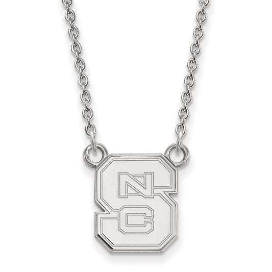 10K White Gold Logoart North Carolina State University N C S Small Pendant 18 Inch Necklace