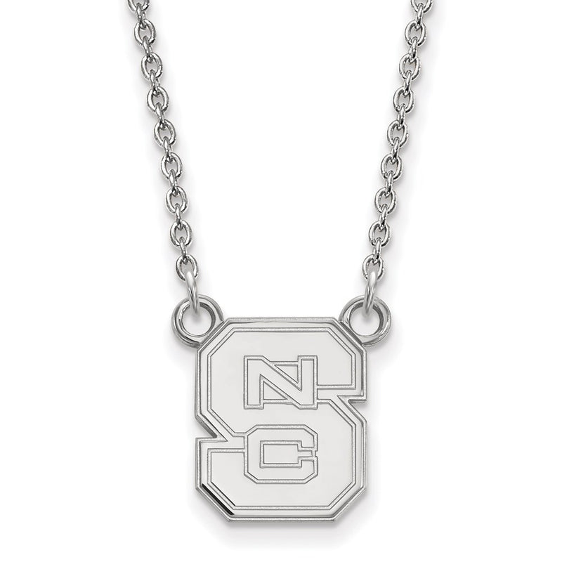 10K White Gold Logoart North Carolina State University N C S Small Pendant 18 Inch Necklace
