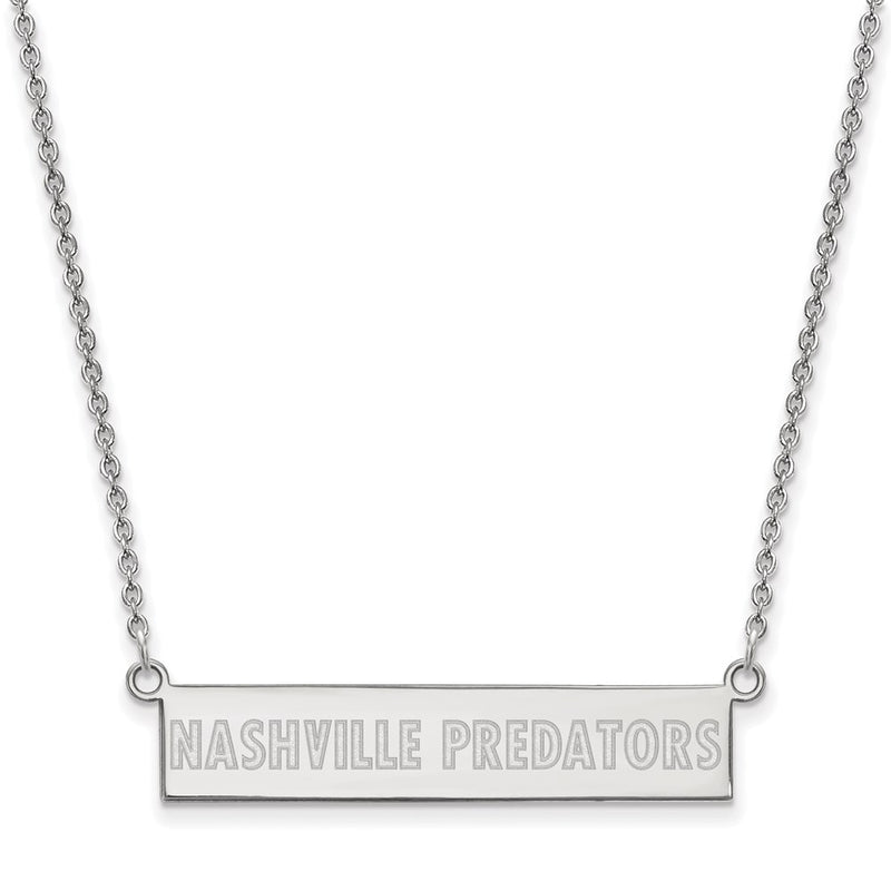 Sterling Silver Rhodium Plated Nhl Logoart Nashville Predators Small Bar 18 Inch Necklace