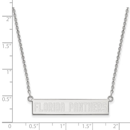 Sterling Silver Rhodium Plated Nhl Logoart Florida Panthers Small Bar 18 Inch Necklace