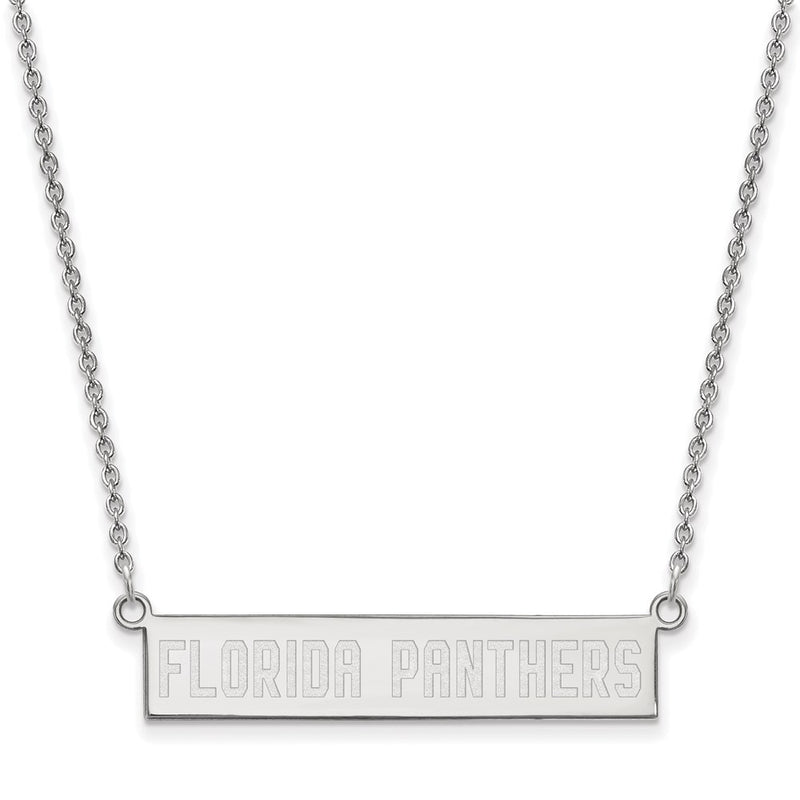 Sterling Silver Rhodium Plated Nhl Logoart Florida Panthers Small Bar 18 Inch Necklace