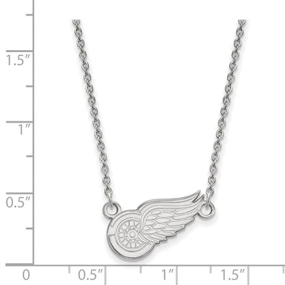 14K White Gold Nhl Logoart Detroit Red Wings Small Pendant 18 Inch Necklace