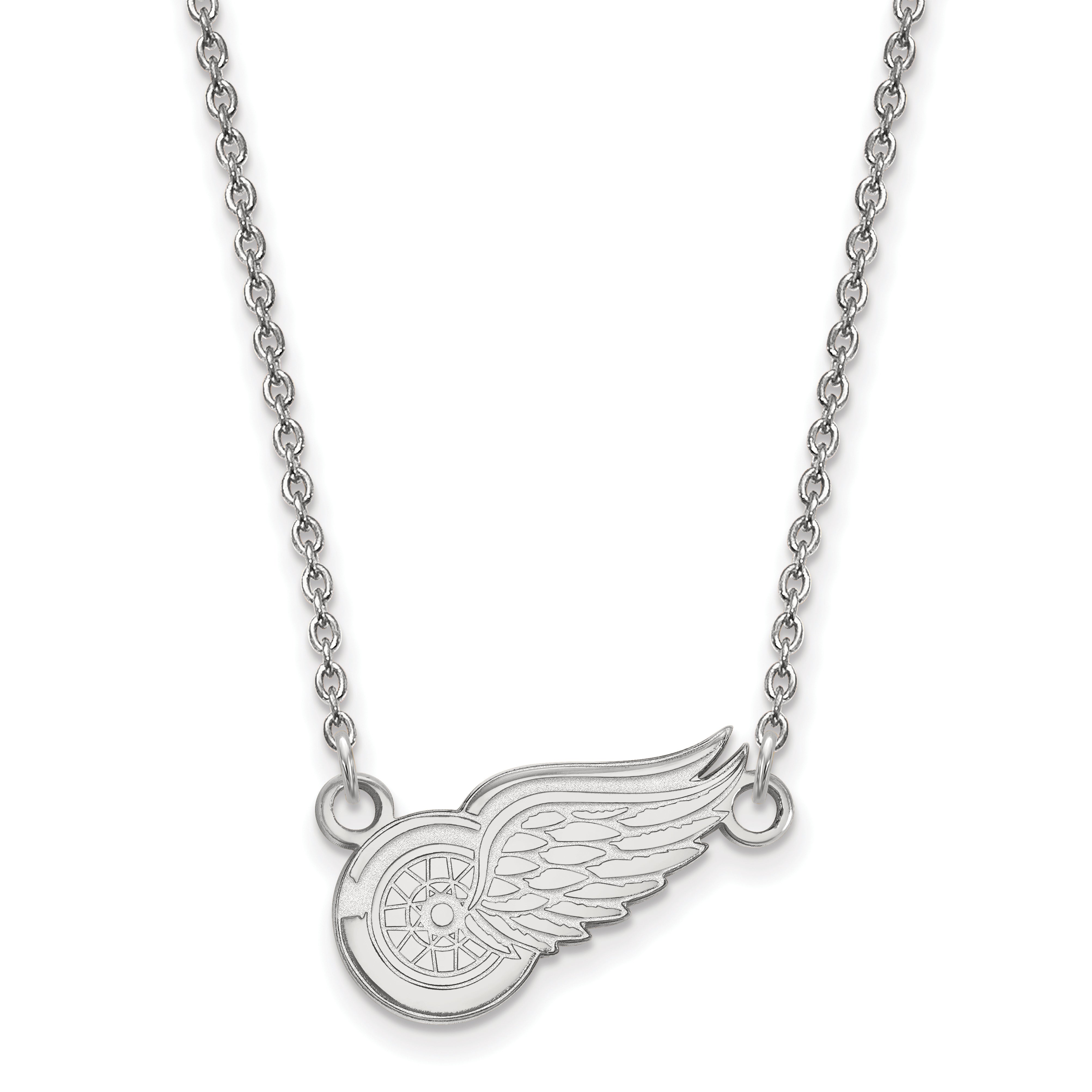 10K White Gold Nhl Logoart Detroit Red Wings Small Pendant 18 Inch Necklace