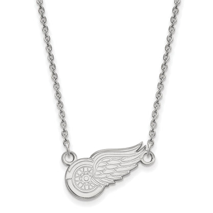 10K White Gold Nhl Logoart Detroit Red Wings Small Pendant 18 Inch Necklace