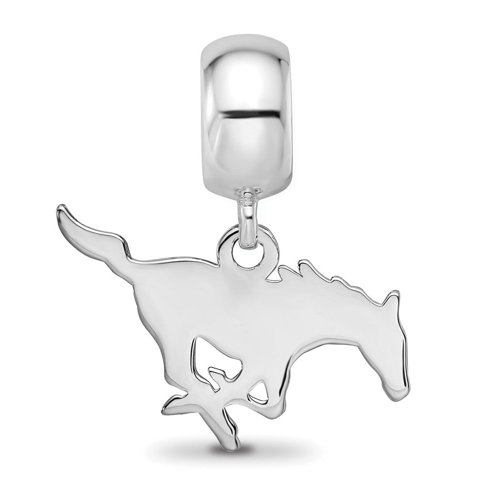 Sterling Silver Rhod-Pltd Logoart Southern Methodist U. Sm Dangle Bead