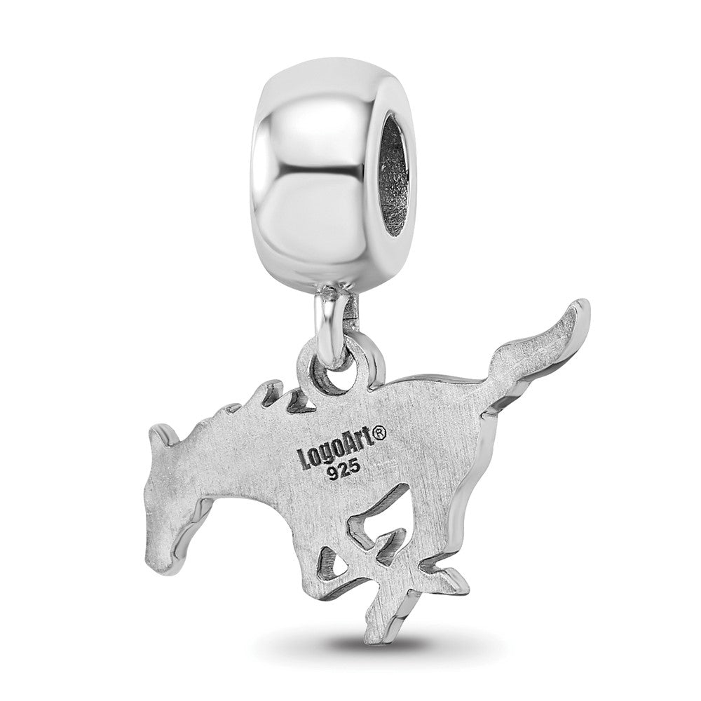 Sterling Silver Rhod-Pltd Logoart Southern Methodist U. Sm Dangle Bead