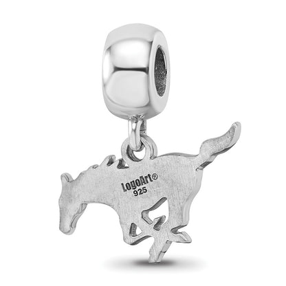 Sterling Silver Rhod-Pltd Logoart Southern Methodist U. Sm Dangle Bead